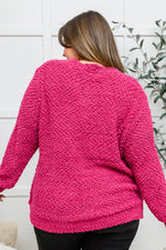 Popcorn Knit Cardigan In Magenta