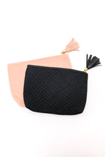 Quilted Travel Zip Pouch in Black