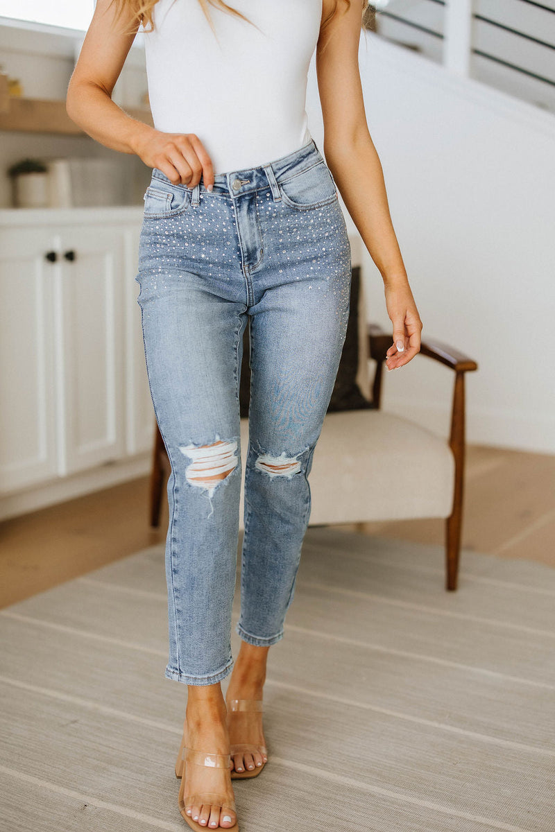 Reese Rhinestone Slim Fit Jeans Iris & Boutique