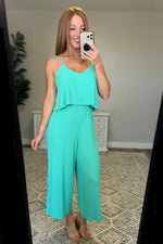 Ribbed Double Layer Jumpsuit in Mint