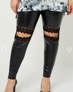 #C22 Off With The Lace Leather Leggings