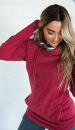 #C904 Cranberry Plaid Ampersand Doublehood Sweatshirt