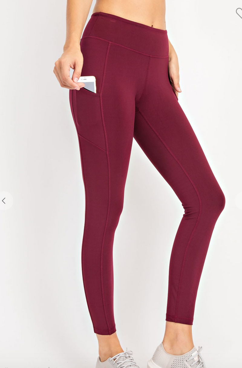 Burgundy leggings with pockets deals