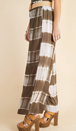 #H797  Time For A Vacation Tie Dye Palazzo Pants (Olive)