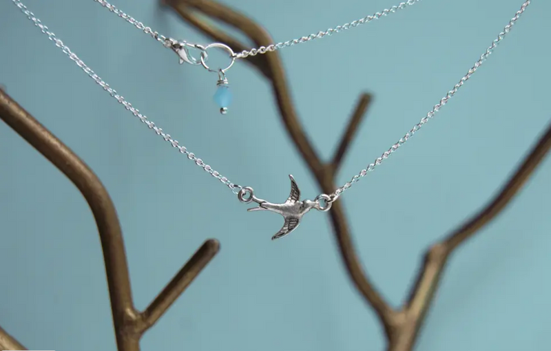 #J965 Little Swallow Bird Necklace