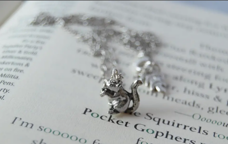 #J967 Silver Squirrel Necklace