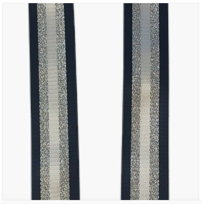 K545 Ahdorn Shimmer Striped Bag Straps (SILVER Hardware)