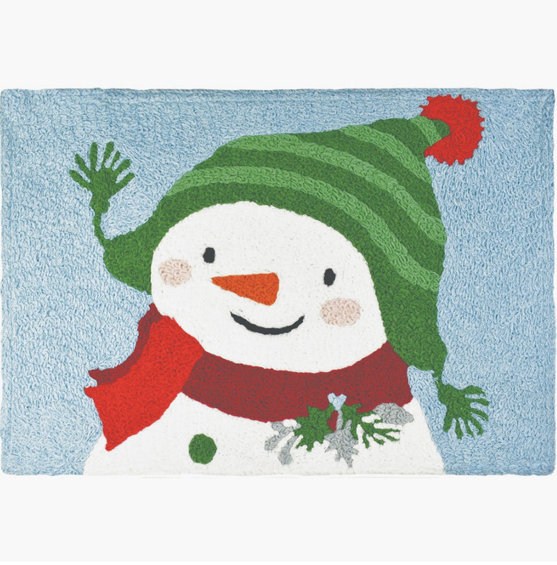 #K851 Gone Skiing Snowman Accent Rug