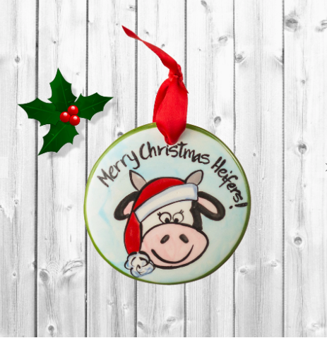 #K997 Merry Christmas Heifers Ornament