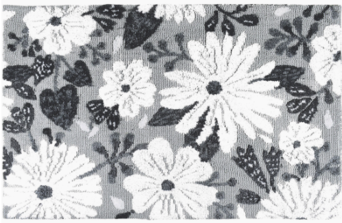 #L416 Grey Wildflowers Accent Rug