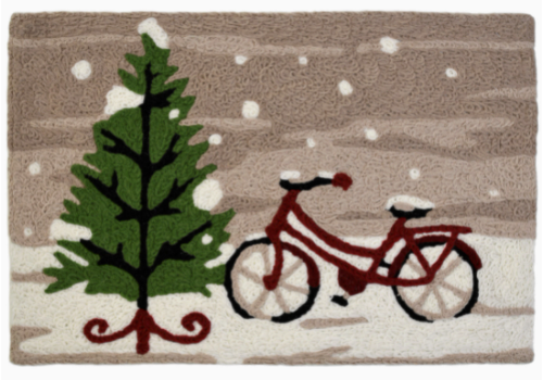 #L417 Cycling Home For Christmas Accent Rug