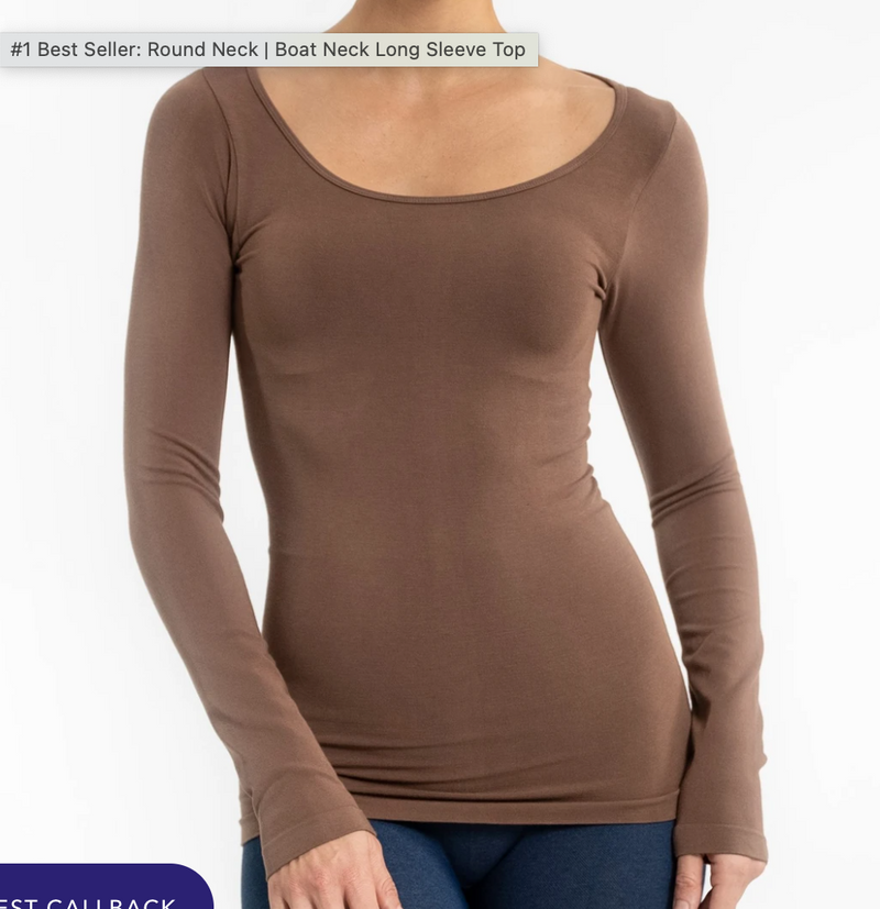 #L489 Stopping Time Long Sleeve Reversible Top (Toffee)