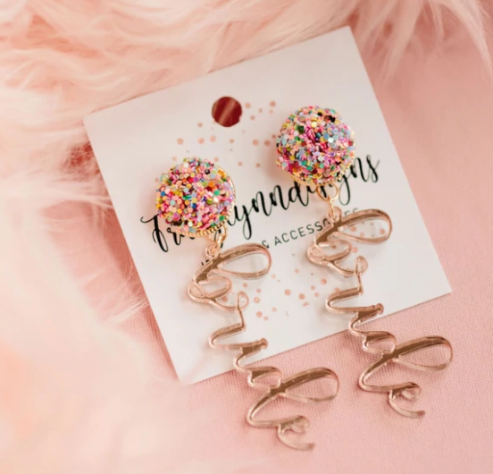 #L758 Confetti Rose Gold Bride Earrings (PREORDER)