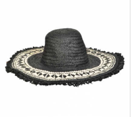 #M602 Intricate Two Tone Straw Braided Sun Hat