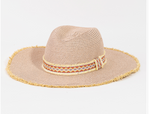 #M919 Boho Tribal Stripe Straw Fringe Hat