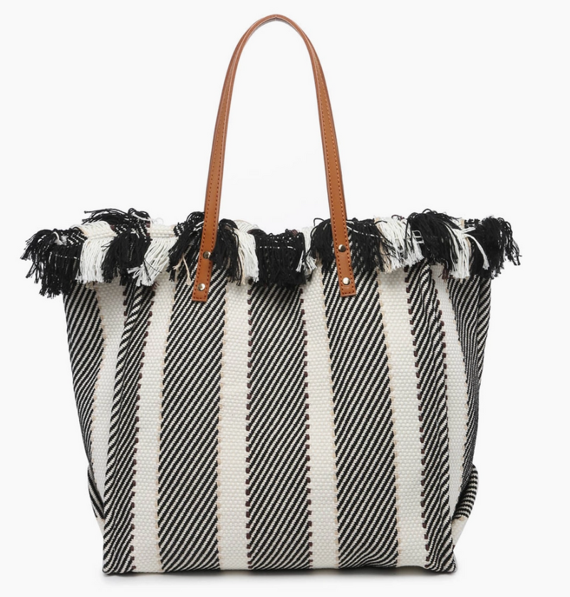 #M2091STRP(NRS) Madison Handwoven Striped Tote