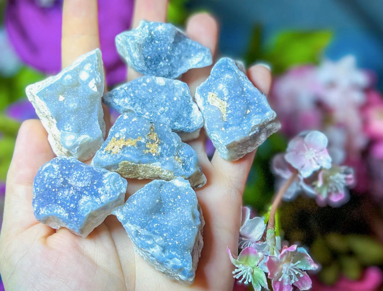 #P366 REAL Raw Blue Druzy Quartz Specimens