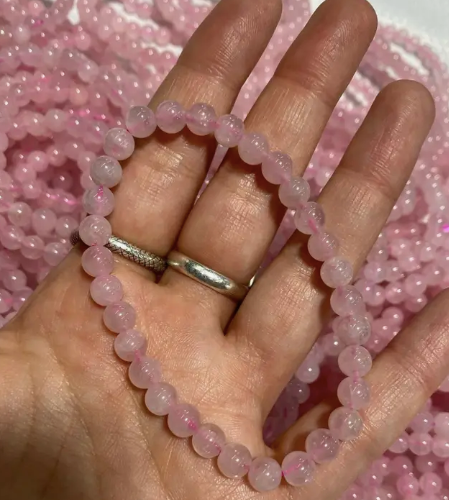 #P380 Rose Quartz Beaded Bracelet