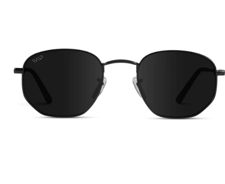 RET091-FLBLK - Bexley - Geometric Retro Round Hexagonal Sunglasses