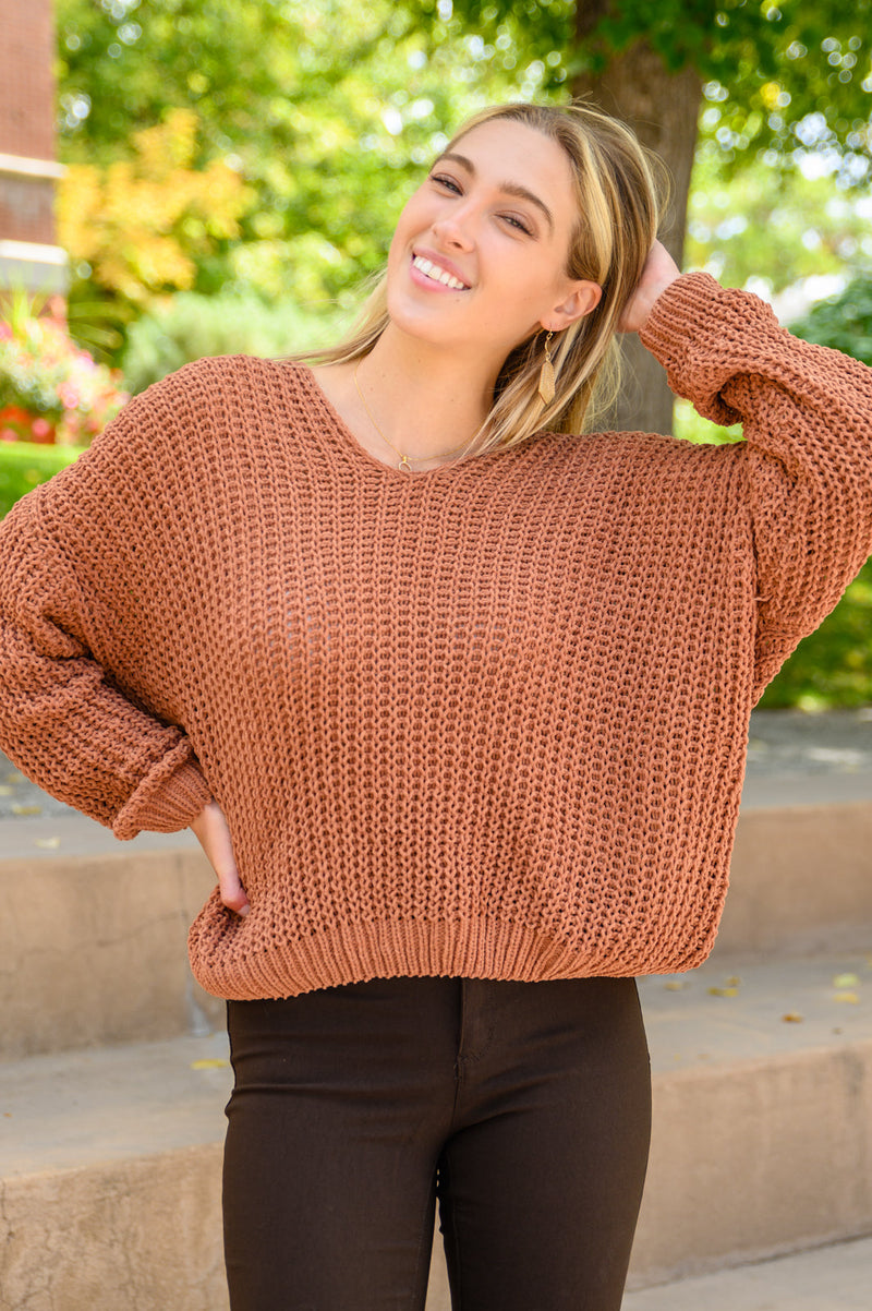 Seasonal Shift Long Sleeve Knit Sweater In Toffee