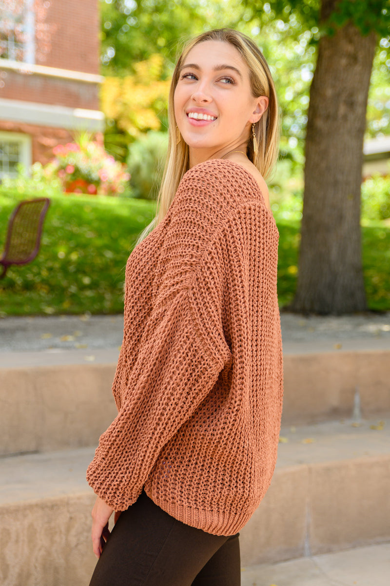 Seasonal Shift Long Sleeve Knit Sweater In Toffee