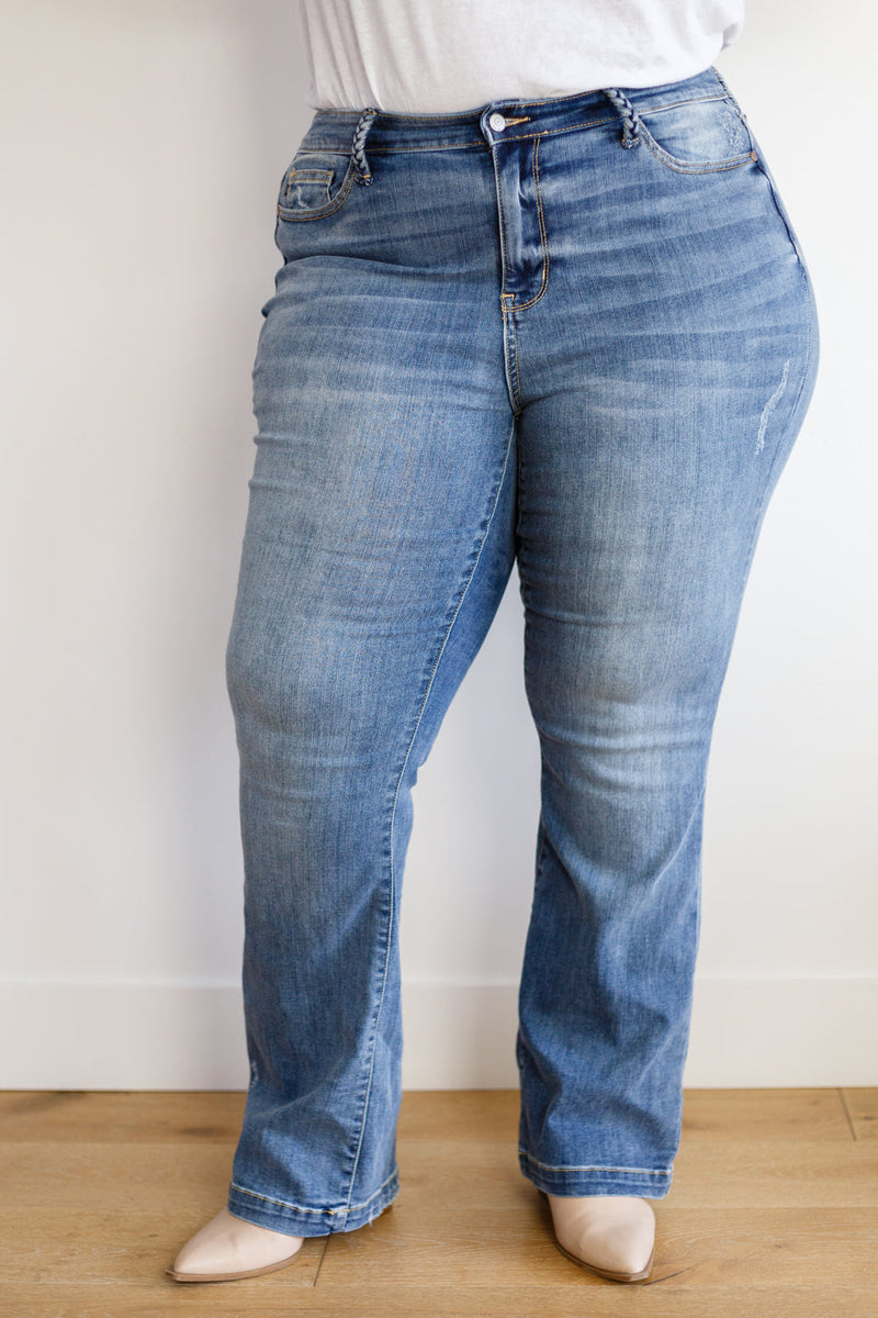 Shauna Mid Rise Braided Belt Loop Jeans – Iris & Rainbow Boutique