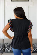 Sophia Embroidered Blouse in Black