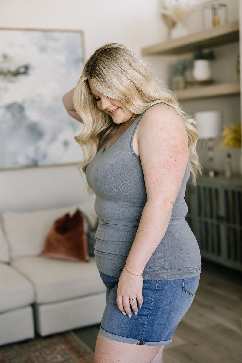 Standard Issue Seamless Longline Tank in Heather Grey