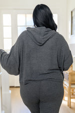 Stay Right Here Soft Knit Hoodie In Charcoal AVE30