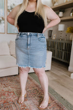 Stephanie Raw Hem Denim Skirt