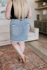 Stephanie Raw Hem Denim Skirt