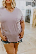 Sunday Mornings V-Neck Tee In Lavender