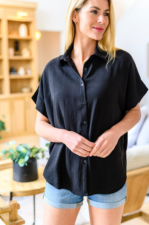 Sweet Simplicity Button Down Blouse in Black