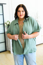 Sweet Simplicity Button Down Blouse in Sage