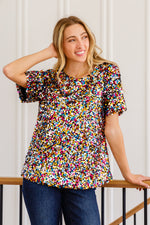 Times Square Sequin Short Sleeve Top
