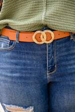 Twist Double Circle Buckle Belt In Brown