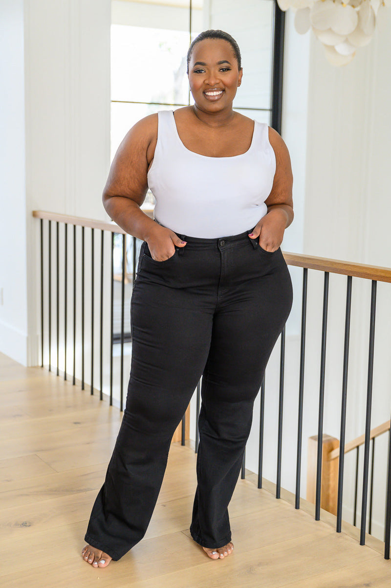Plus Size High Rise Flared Jeans Black