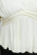 Xanidu Long Sleeve V Neck Blouse in White BF65
