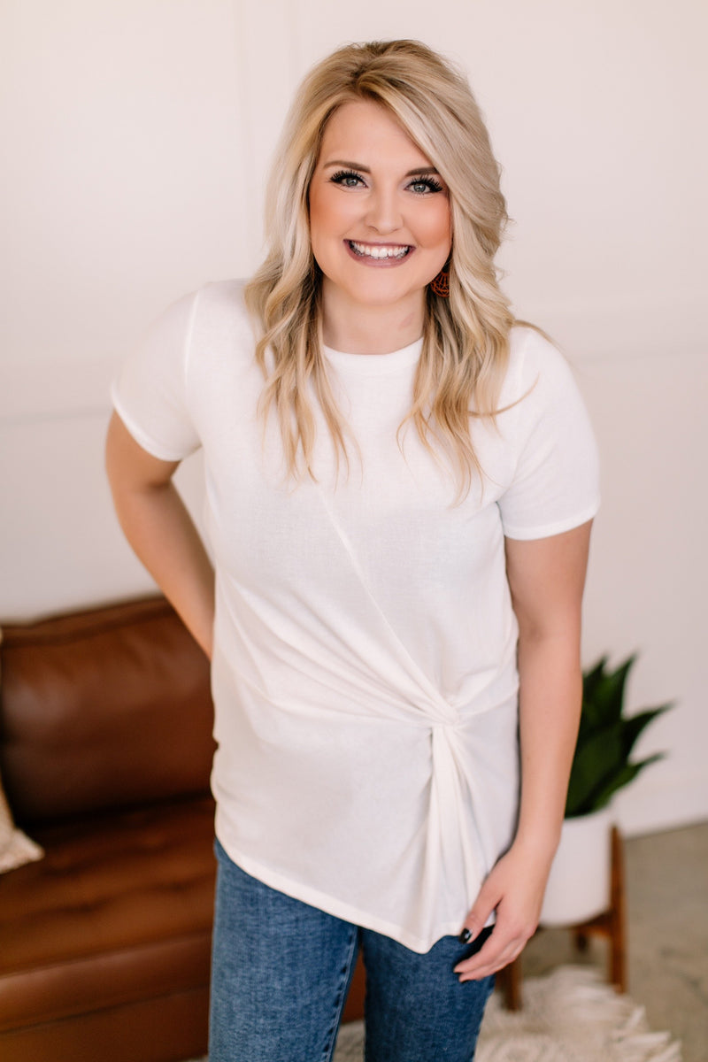 In A Bind Twist Front Top In Cream