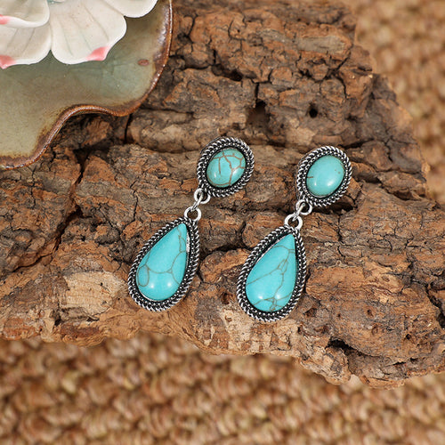 Turquoise Teardrop-Shaped Turquoise Drop Earrings