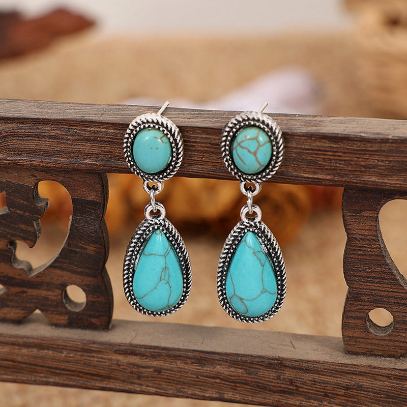 Turquoise Teardrop-Shaped Turquoise Drop Earrings