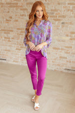 Magic Ankle Crop Skinny Pants in Spring Magenta