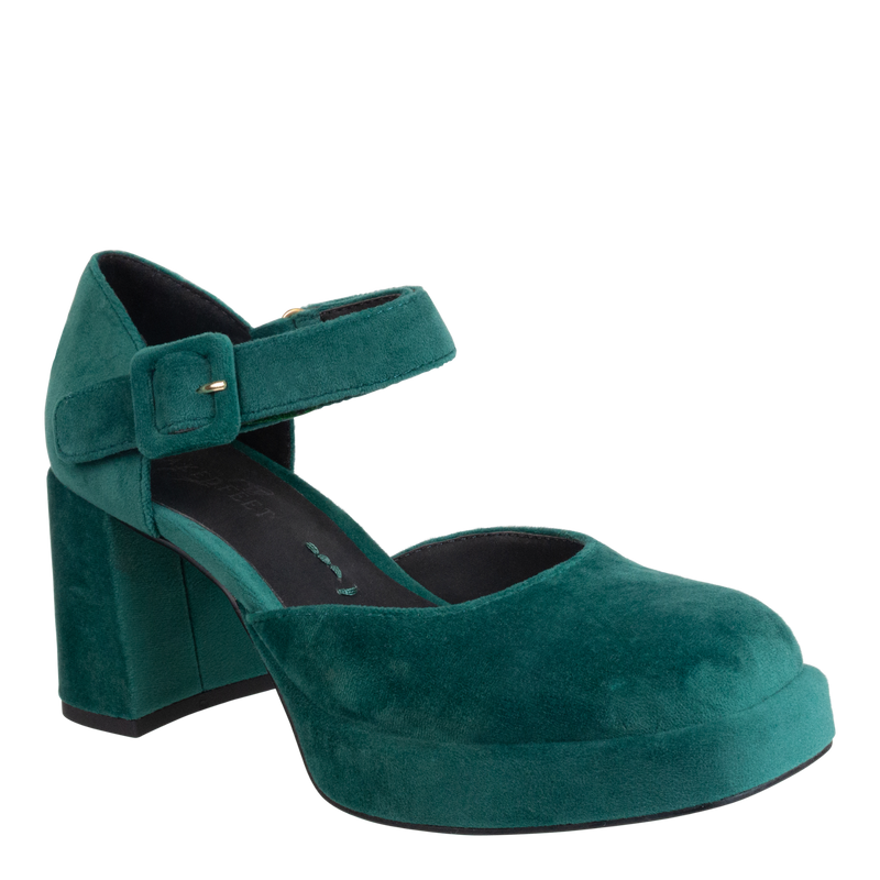 NAKED FEET - ESTONIA in EMERALD Heeled Clogs