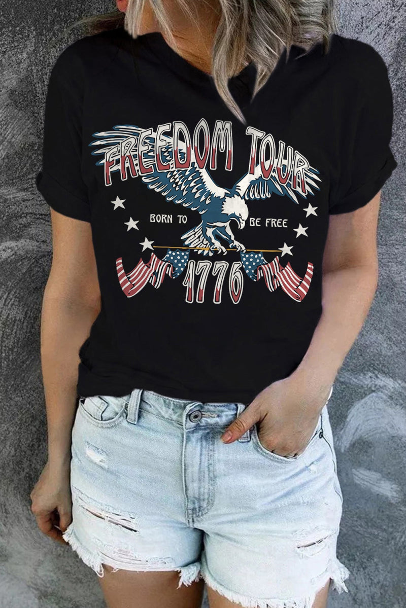 Freedom Tour American Flag Eagle Print Graphic Tee