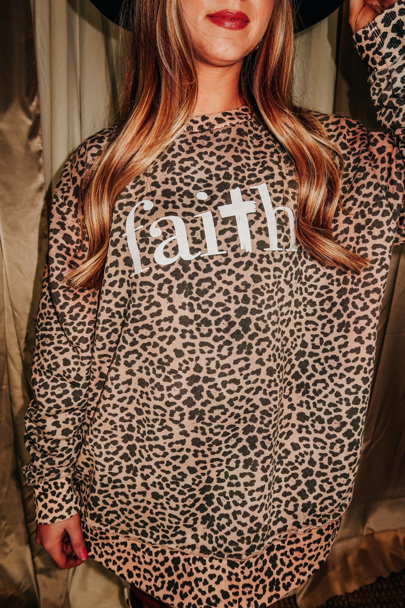 Faith Bleached Leopard Scoop Sweatshirt SBJAN24