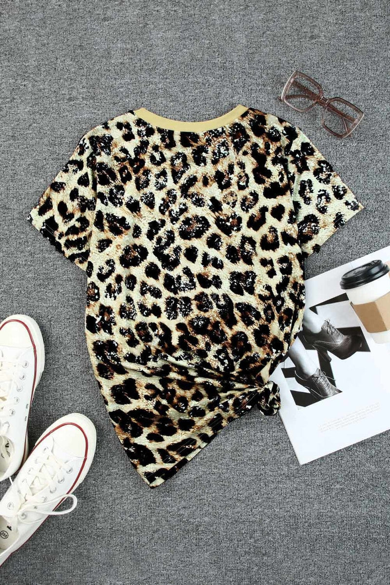 Leopard MAMA Graphic Print Bleached T Shirt