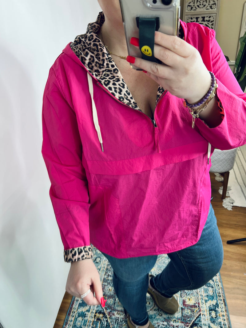 Get Going Leopard Windbreaker in Pink