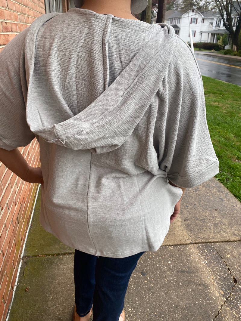 #J455 Cloudy Skies Caged Hoodie Top