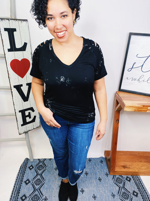 Moonlight Tie Dye Top (Black/Grey)