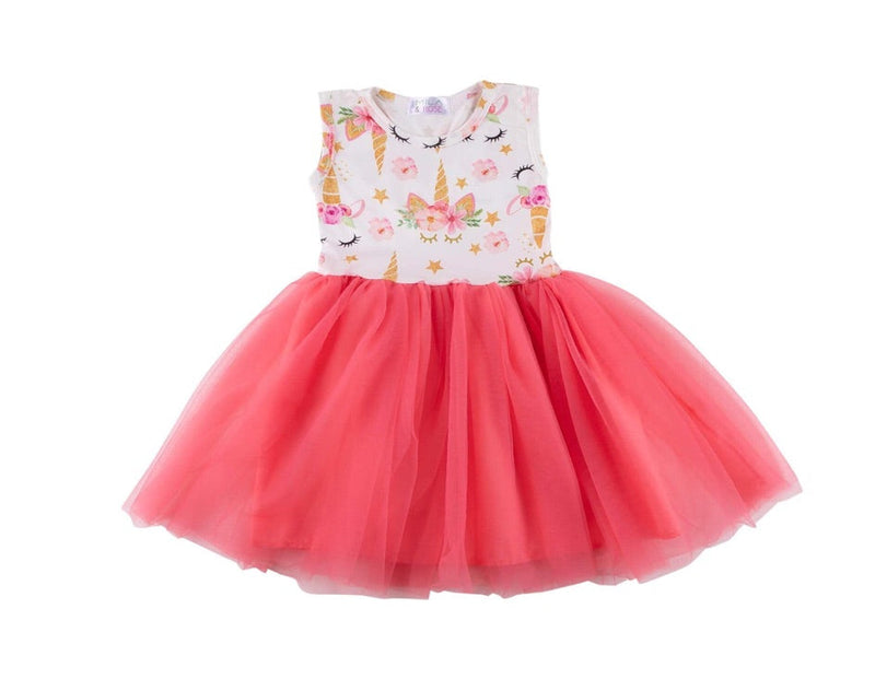 #M204 Unicorn Princess Dress (Coral)